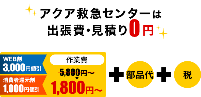 アクア救急センターは、出張費・見積0円